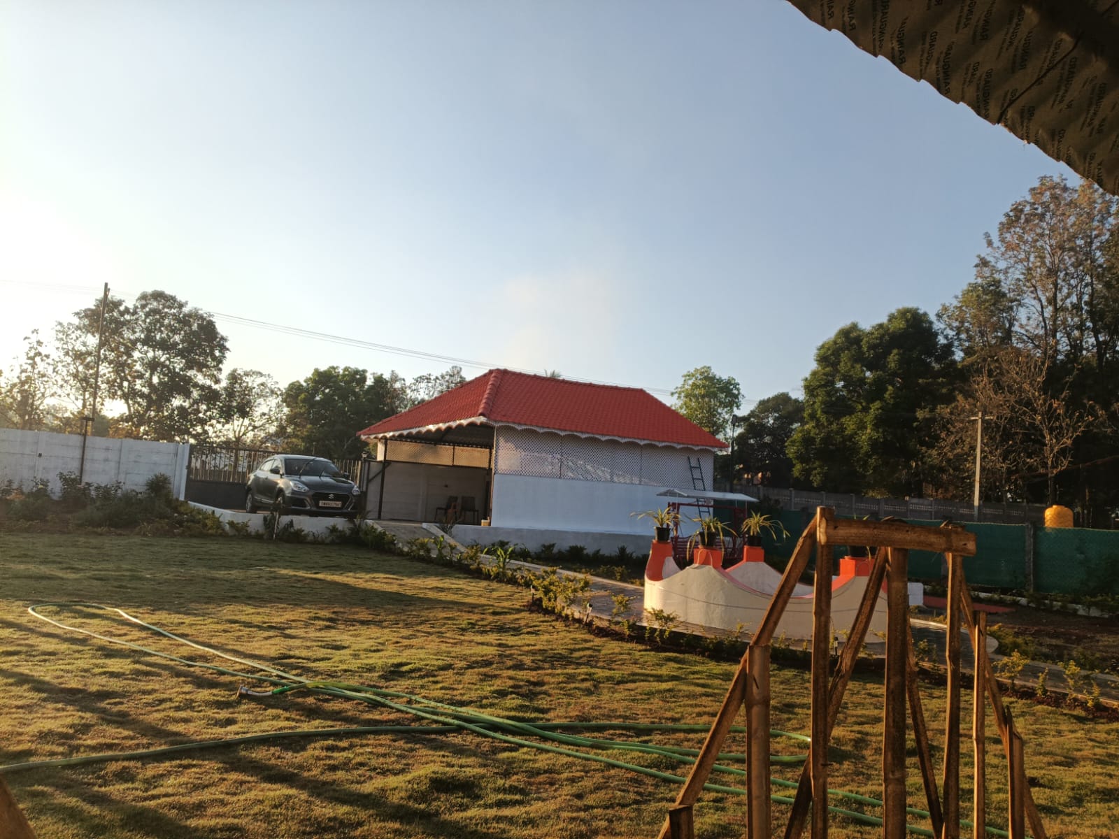 Open lawn and property surroundings